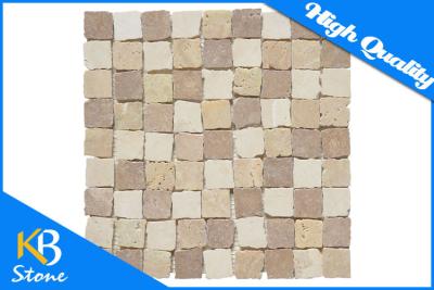 China Home Decoration Travertine Marble Mosaic Tile Mixed Colour Square Shape Kitchen Tile for sale