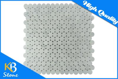 China Penny Round White Porcelain Marbel Mosaic Tiles Fashion Design Decorative Wall Tile for sale