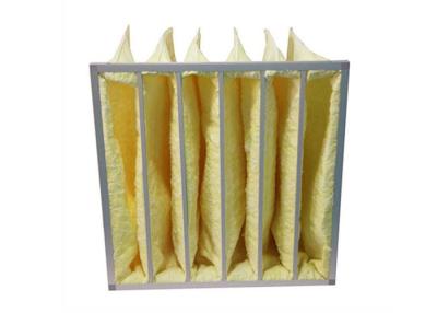 China Yellow Water Resistant MERV14 Pocket Air Filters / Bag Air Filter For HVAC Systems for sale