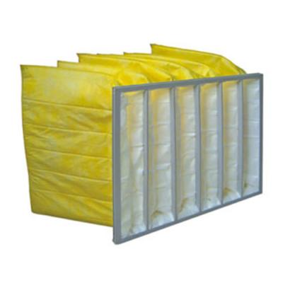 China Yellow Color Chemical Resistance F9 Aluminum Frame Bag Filter / Pocket Air Filter for sale