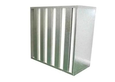 China H14 V Bank Air Filter Big Dust Capacity Galvanized / Stainless Steel Frame for sale