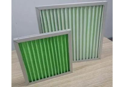 China Green Pleated Panel Air Filters G1 G3 Efficiency Polyester Media Filter for sale