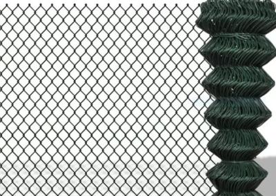 China Dark Green 1.8m Height Pvc Coated Chain Link Fence With Whole Set Fittings for sale