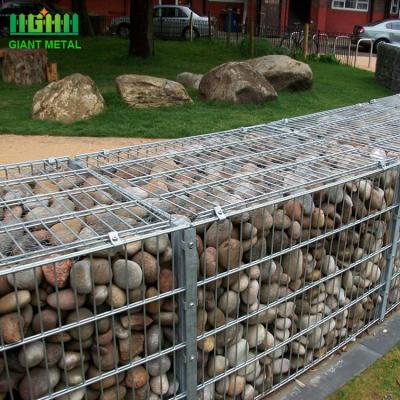 China 75*75mm Hole Size Galvanized Welded Gabion Box With Stones For Garden for sale