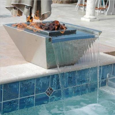 China Fonte de água de aço inoxidável decorativa da bacia de fogo do gás para a piscina à venda