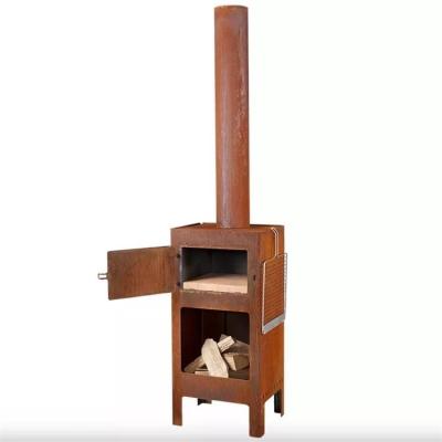 China Outdoor Garden Pizza Oven Wood Burning Corten Steel Fireplace With Grills for sale