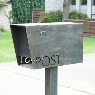 China Antique Outdoor Wall Mounted Post Box Corten Steel Letter Box Waterproof for sale