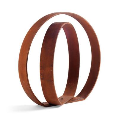 China Large Rustic Metal Ring Circle Garden Art Corten Steel Garden Ring Hoop Sculpture for sale