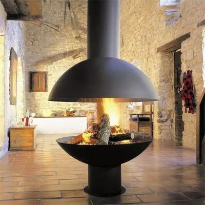 China French Style Hanging Wood Burning Stoves Ceiling Mounted Suspended Fireplace for sale