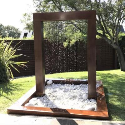 China Garden Landscaping Rain Shower Fountain Corten Steel Rain Curtain Water Fountain for sale