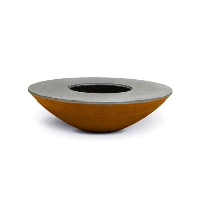 China Garden Wood Burning Barbecue Rusty Corten Steel Fire Bowl With Grill Ring for sale