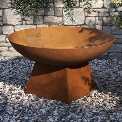 China 80cm Backyard Rusty Metal Fire Bowls Corten Steel Wood Burning Outdoor Fire Pit for sale
