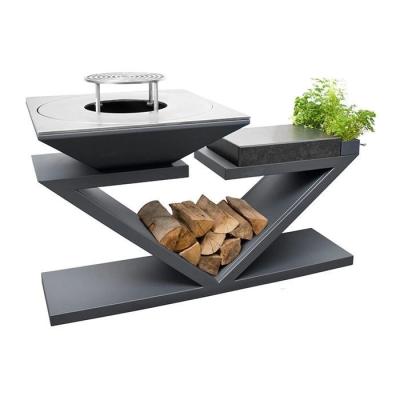 China Outdoor High Temperature Black Painted Wood-burning Steel Barbeque Charcoal Grill for sale