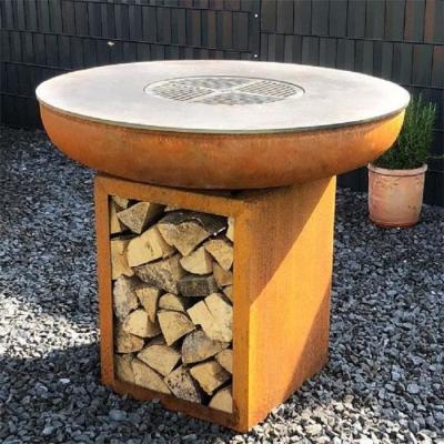 China Modern Cooking Charcoal Barbecue Grill Corten Steel Outdoor Fire Bowl BBQ for sale