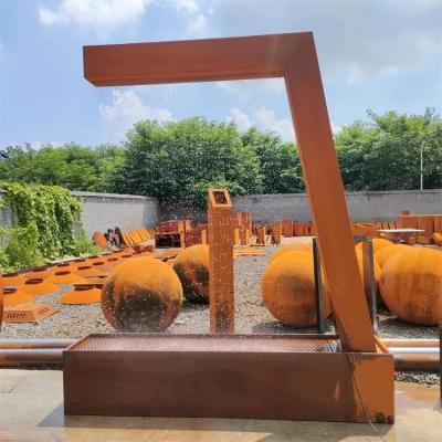 China Dekorativer Rusty Metal Water Pool Corten-Stahlregen-Vorhang-Wasserfall im Freien zu verkaufen