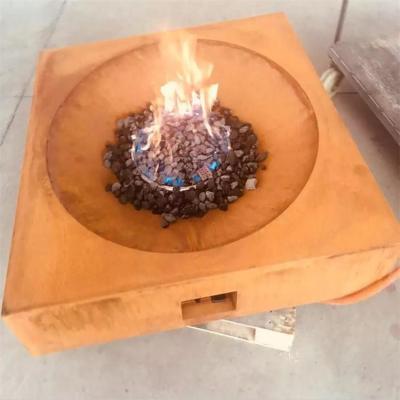China Portable Natural Gas Corten Steel Square Fire Table For Backyard Heater for sale