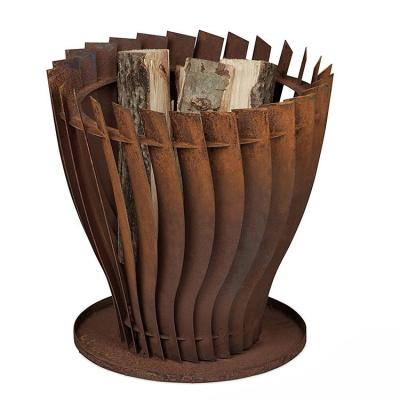China Hoyo de acero de la cesta de fuego del patio de la mirada moderna de Heater Wood Burning Round Rusty en venta