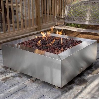 China Portable Outdoor Sqaure Smokeless Bonfire Stove Stainless Steel Gas Fire Table for sale