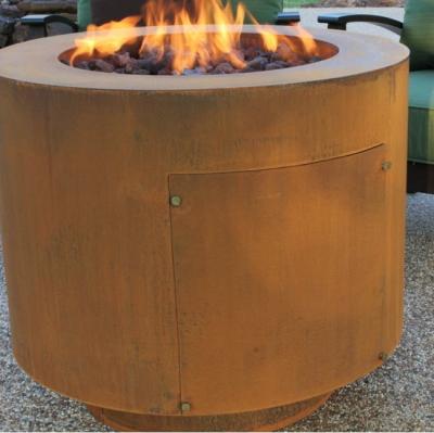 中国 30 Inch Outdoor Heater Round Hidden Tank Corten Metal Gas Fire Pit Table 販売のため