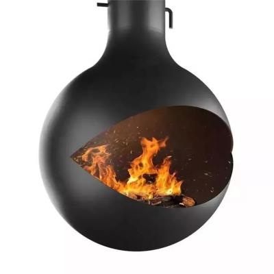 China Contemporary Indoor Heaters Orb Rotating Suspended Wood Burning Fireplace for sale
