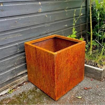 China Customized Garden Rusty Modular Planters Box Corten Steel Flower Pot for sale