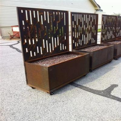 China Modern Design Metal Decorative Trellis Corten Steel Trough Planter Box for sale