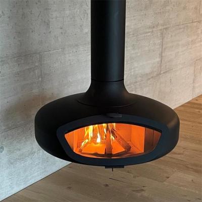 China 800mm Carbon Steel Real Fire Hanging Fireplace Indoor Decor Wood Burning Stove for sale