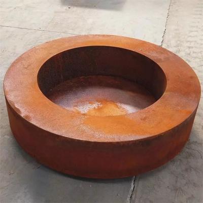 China Freestanding Outdoor Garden Low Profile Corten Steel Round Fire Pits for sale