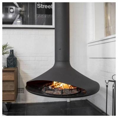 China 900mm Black Color Hotel Wood Charcoal Suspended Fireplace For Warming for sale
