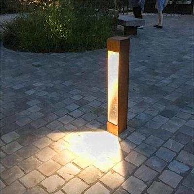 China Outdoor Urban Led Solar Bollard Lights Box Corten Steel Garden Lighting for sale