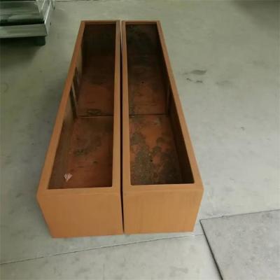 China Macetas rectangulares grandes al aire libre del metal del jardín de la caja de los plantadores de Corten en venta
