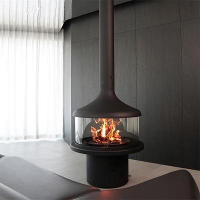 China Indoor Decorative Ceiling Mounted Wood Burning Suspended and Rotating Fireplace for sale
