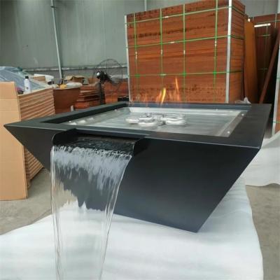 China 600mm Decorative Square Pool Gas Fire Water Fountain For Swimming Pool for sale