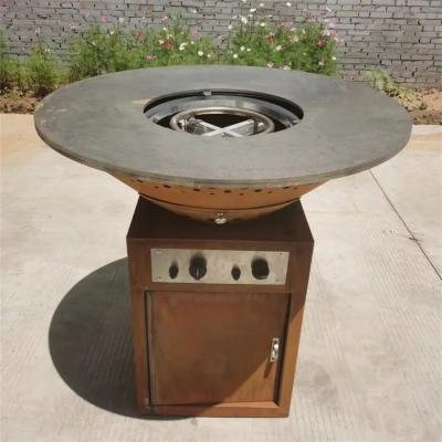 China 100cm Outdoor Commercial Barbecue Grill Corten Steel Gas BBQ Fire Pit for sale