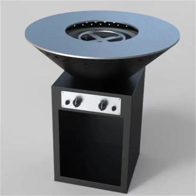 China New Design Black Painted Metal Natural Gas Fire Pit With BBQ Grill For Backyard for sale
