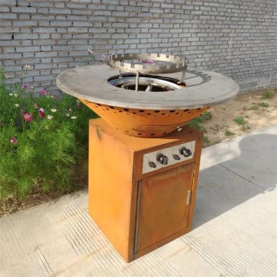 China Outdoor Kitchen Smokeless Metal BBQ Grill Corten Steel Gas Barbecue Grill for sale