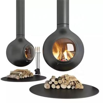 China Real Flame Modern Hanging Wood Stove Suspended Ceiling Fireplace for sale