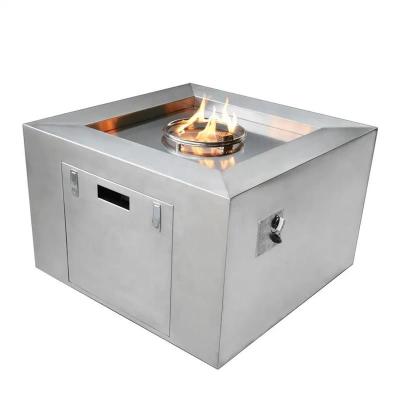 China 600mm Indoor Stainless Steel Smokeless Square Natural Gas Fire Pit Table for sale