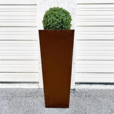 China 1000mm Heavy Duty Tapered Metal Planter Pots Corten Steel Tall Cube Planter for sale