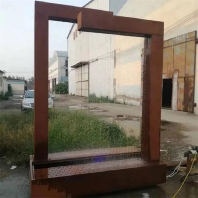 China 90 Degree Metal L Shape Rain Curtain Corten Steel Garden Water Fountain for sale