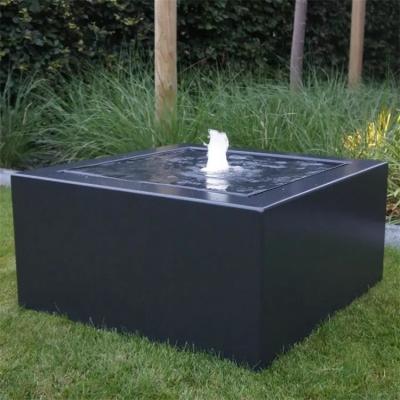 China 800mm Powder Coated Metal Square Garden Fountains Steel Water Table Feature for sale