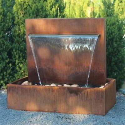 China Garden Rusty Metal Waterfall Free Standing Corten Steel Pond Water Feature for sale