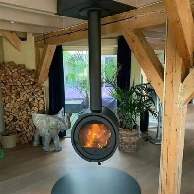 China Customizable Ceiling Hanging Log Burners Suspended Wood Burning Stove Fireplace for sale