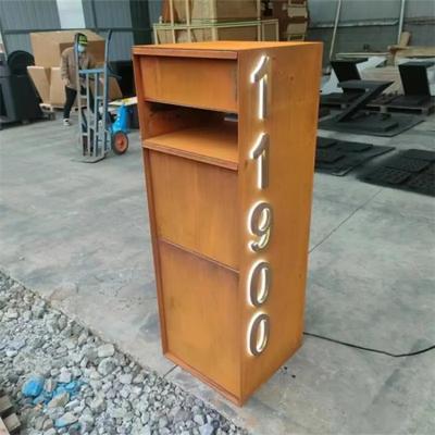 China Home Decoration Corten Steel Post Box Outside Freestanding Metal Letterboxes for sale