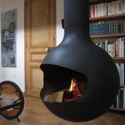Chine Hotel And Indoor Decorative Suspended Fireplace Wood Burning Steel Stove à vendre