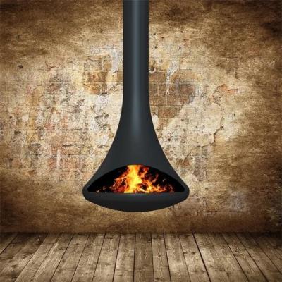 China 700mm Indoor Decorative Wood Burning Stove Hanging Suspended Steel Fireplace for sale