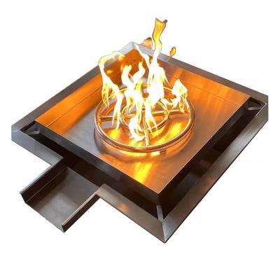 China Outdoor Smokeless Remote Ignition Stainless Steel Gas Fire Water Pool Fountain for sale