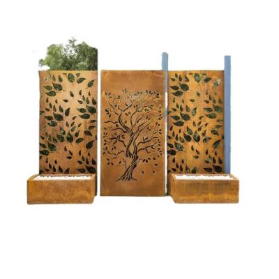 China Custom Outdoor Oke Tree Design Rusty Corten Steel Privacy Screens Panel for sale