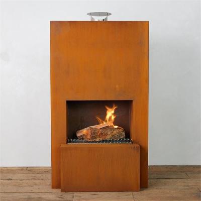 China Moder Desiagn Rectangular Heavy Duty Pinacate Corten Metal Outdoor Fireplace for sale