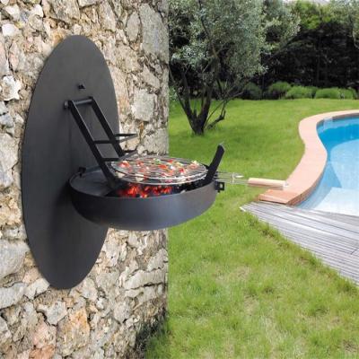 China Customized Decorative Wall Mounted Retractable Steel Fire Pit Cooking Grill for sale